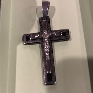 Silver and Black Cross Pendant